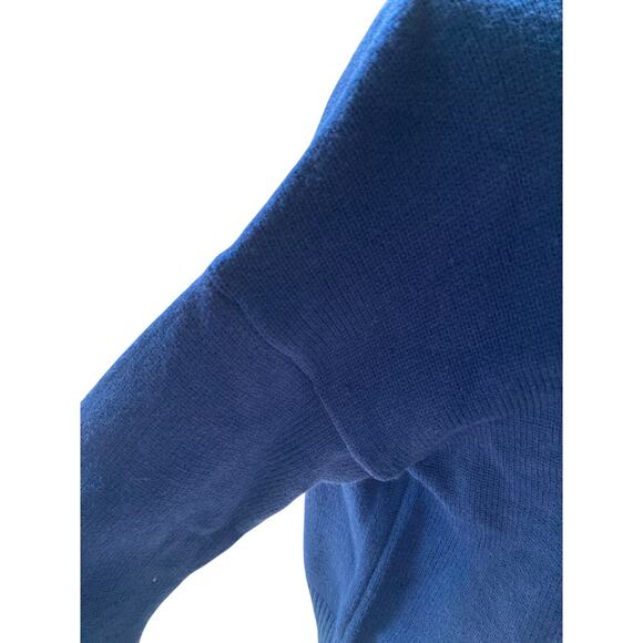 Chunky Knit Navy Long Sleeve Crew Neck Women's Sweater Size L - Picture 3 of 7